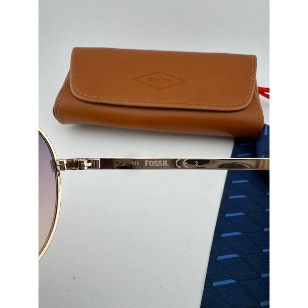 Fossil FOS3010S Gold Aviator Sunglasses WC 59-13-135 with Case‎ & Cleaning Cloth